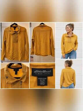 Eddie Bauer Mustard Quarter-Zip Pullover